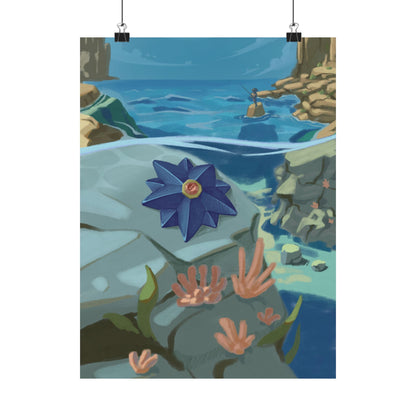 Ocean Cliff Blue Star Poster