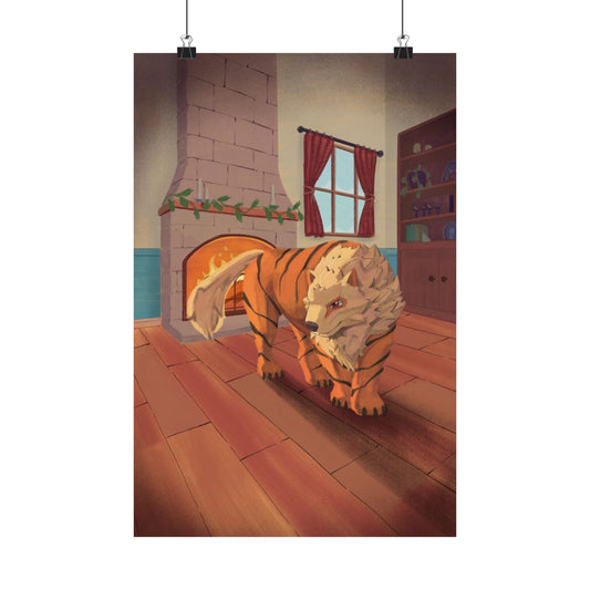 Tiger in Cozy Hearth Matte Poster