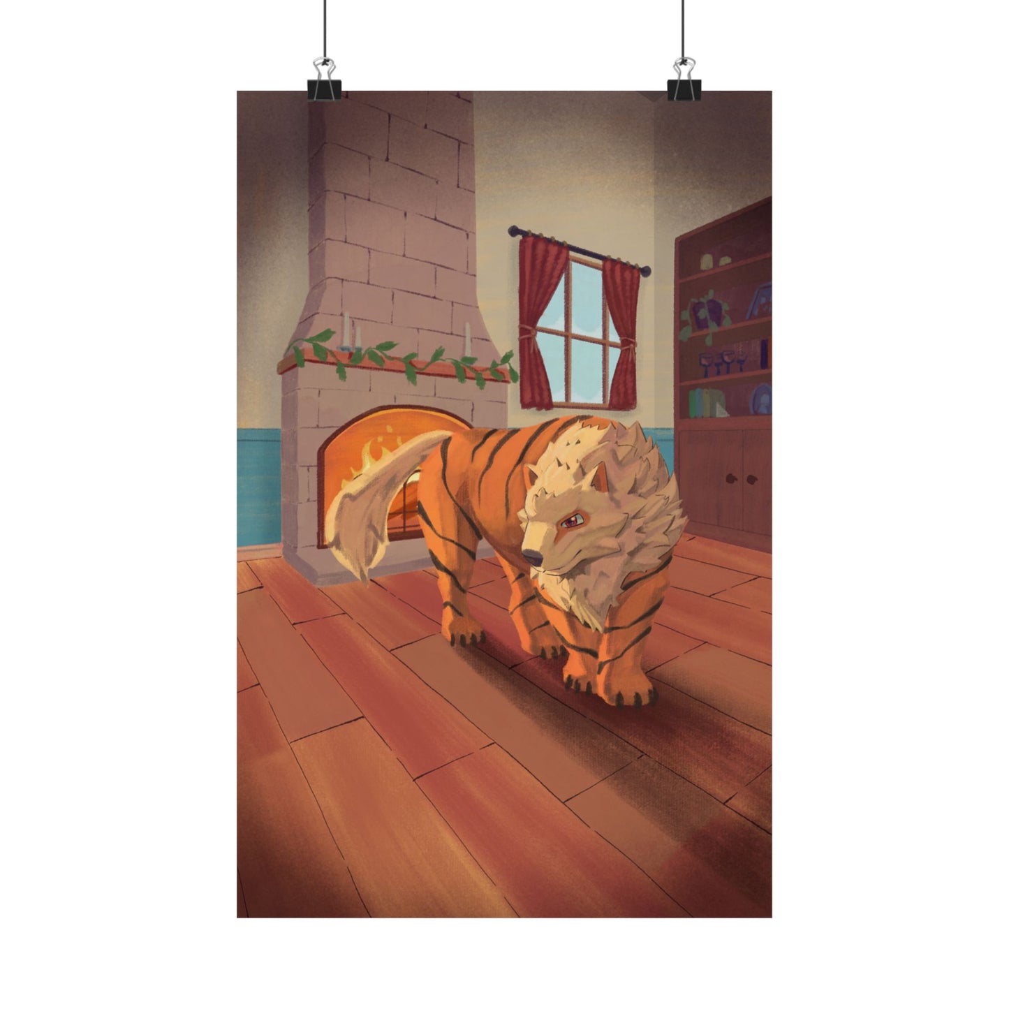 Tiger in Cozy Hearth Matte Poster