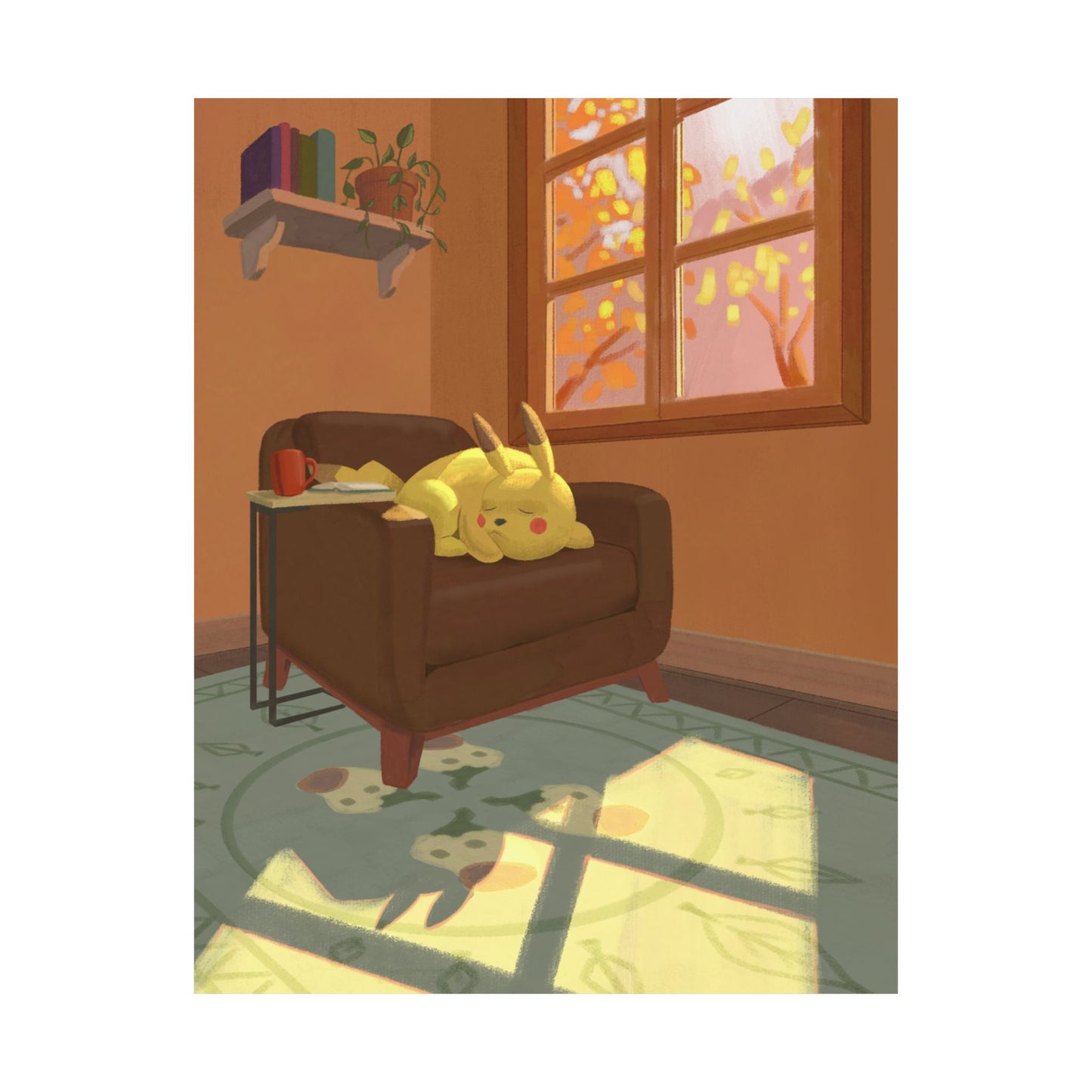Cozy Yellow Kitty Sunlit Room Poster