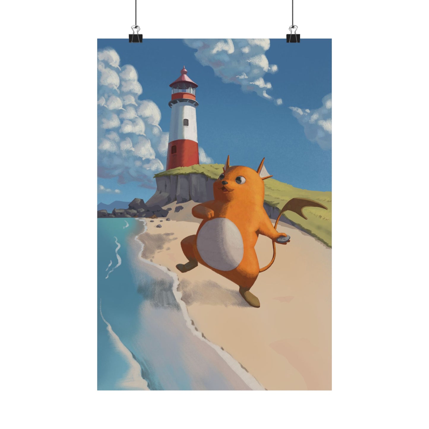 Lighthouse Beach Cute Creature Poster