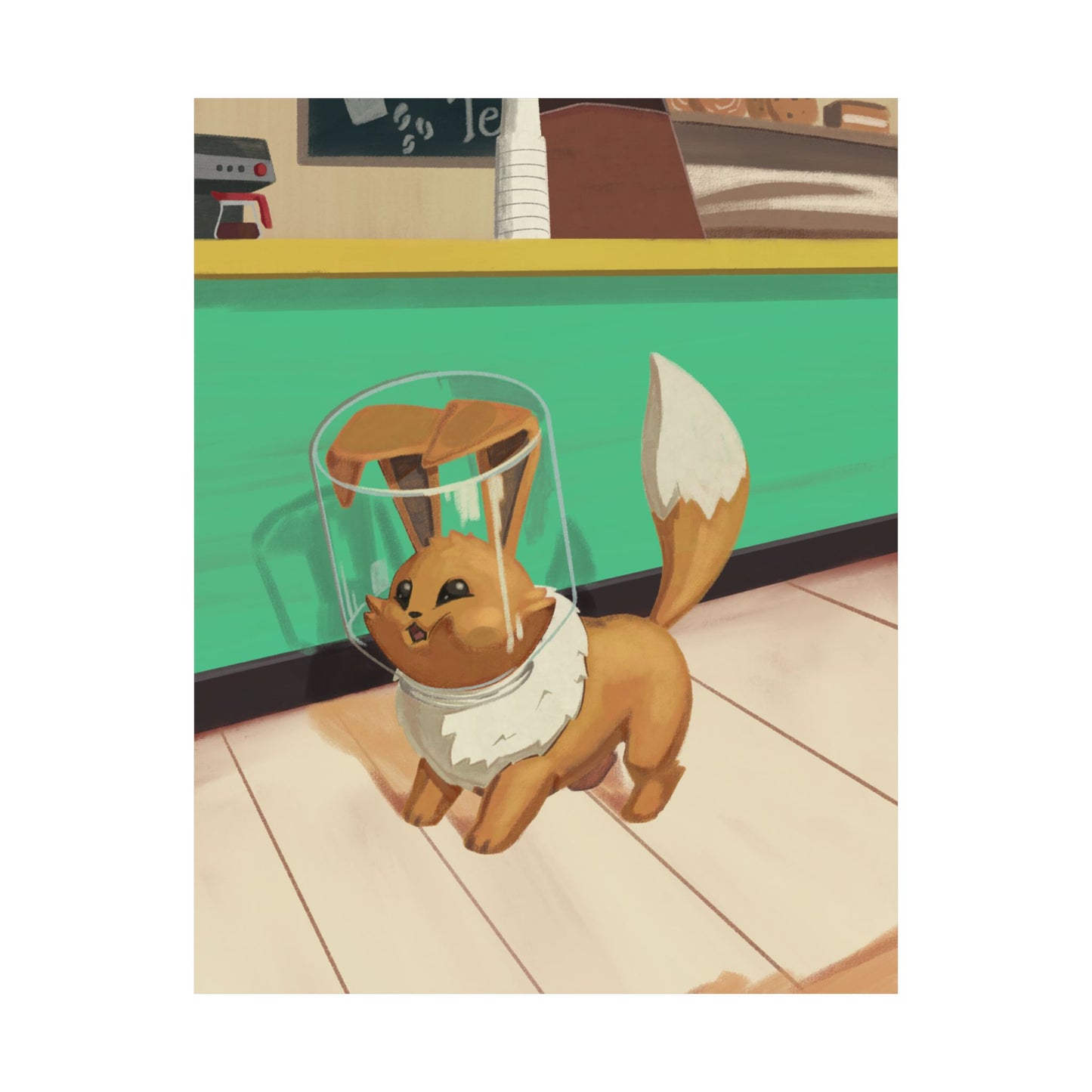 Cute Fox in Helmet Matte Vertical Poster