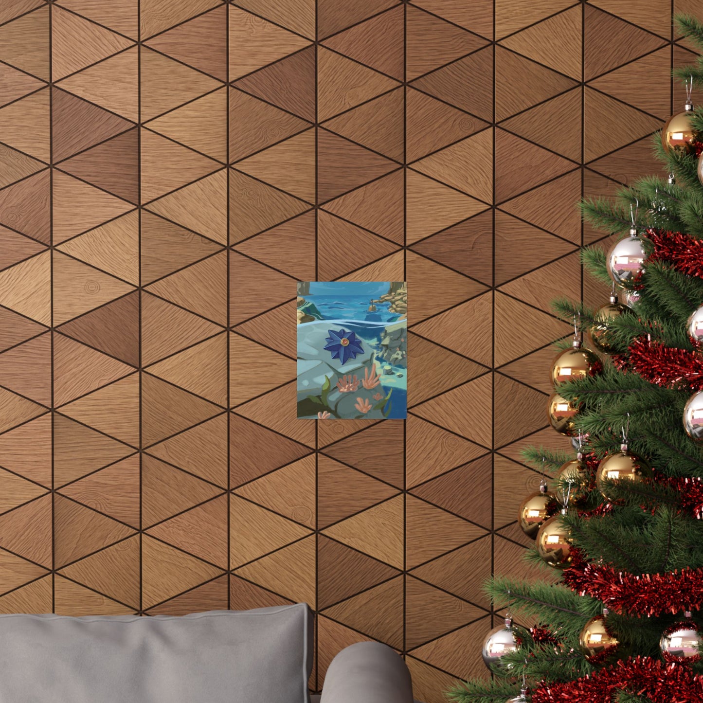 Ocean Cliff Blue Star Poster