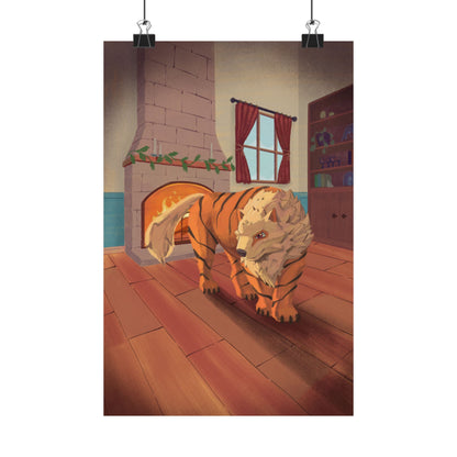 Tiger in Cozy Hearth Matte Poster