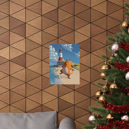 Lighthouse Beach Cute Creature Poster