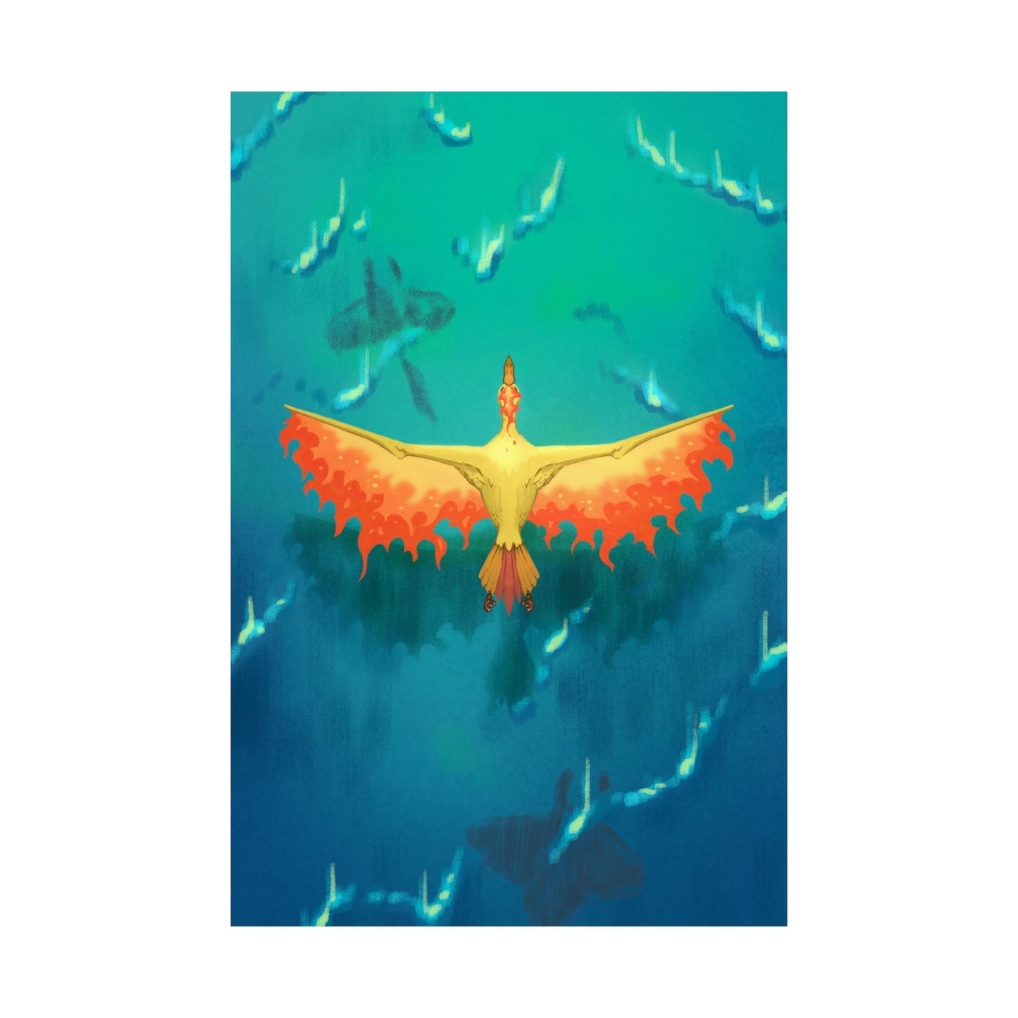 Phoenix Over Ocean Matte Vertical Poster