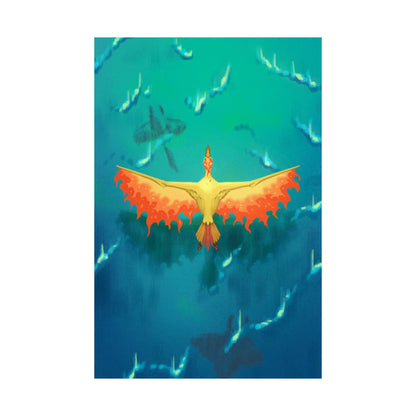 Phoenix Over Ocean Matte Vertical Poster