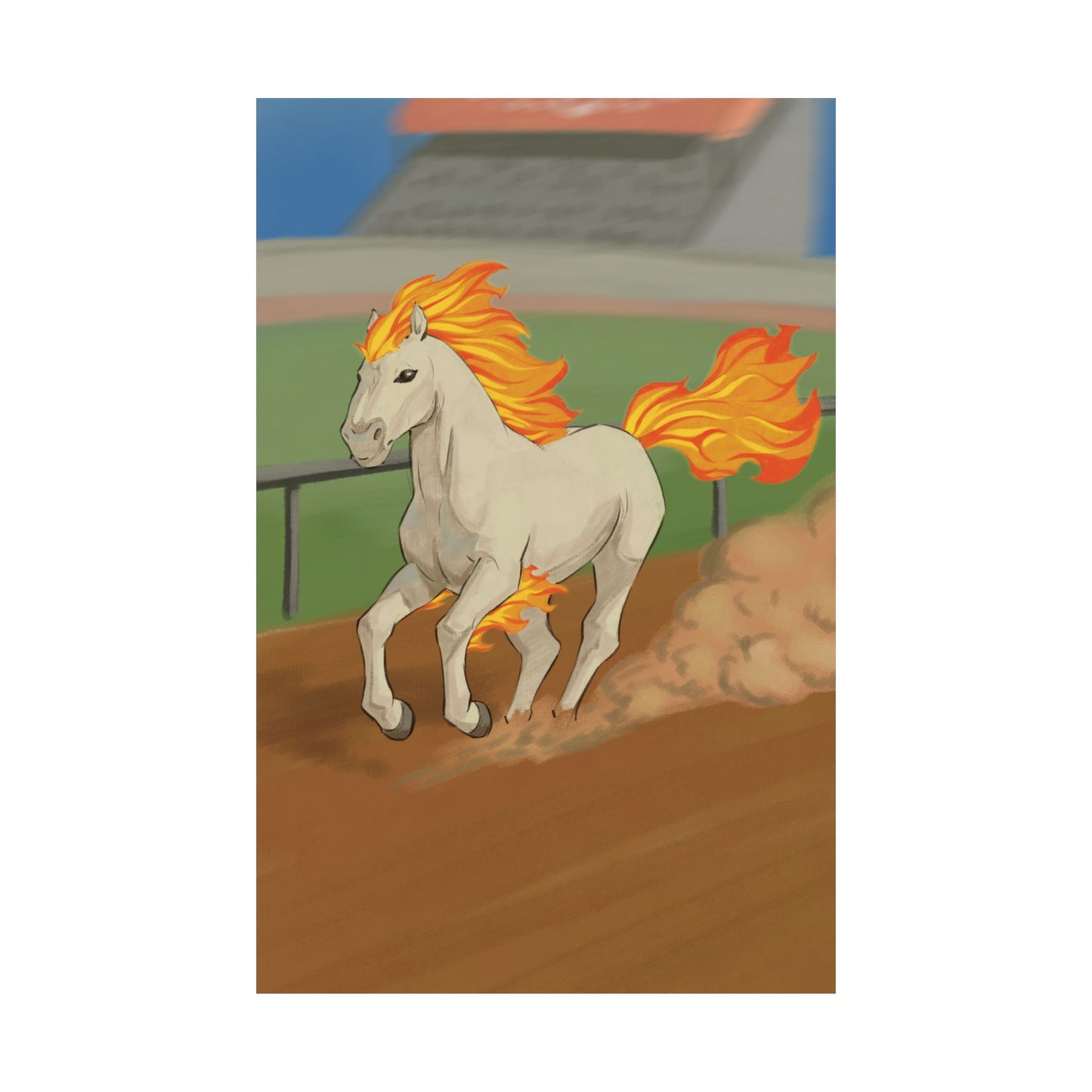 Flaming Mane Horse Matte Vertical Poster