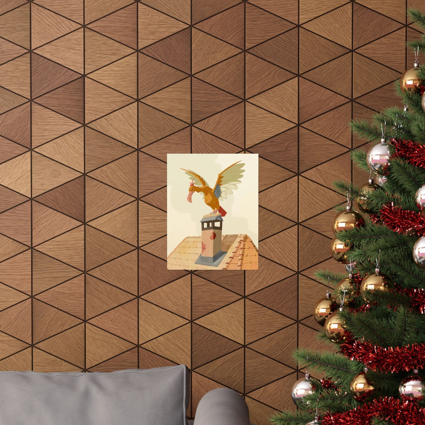 Scarecrow Stork Chimney Poster