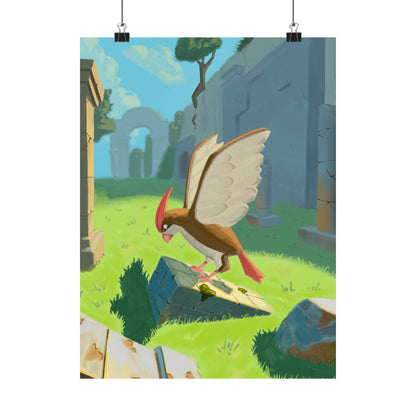 Vintage Fantasy Bird Scene Poster