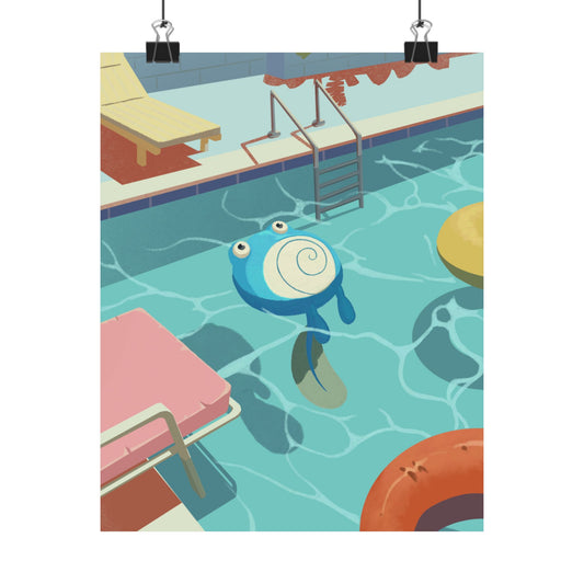 Pool Float Blue Frog Poster