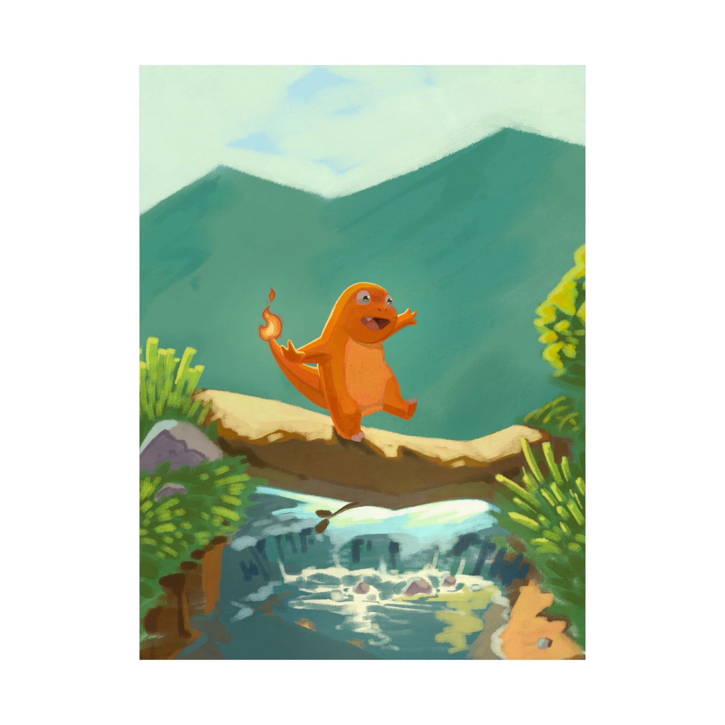 Little Orange Lizard Mountain Walk Poster