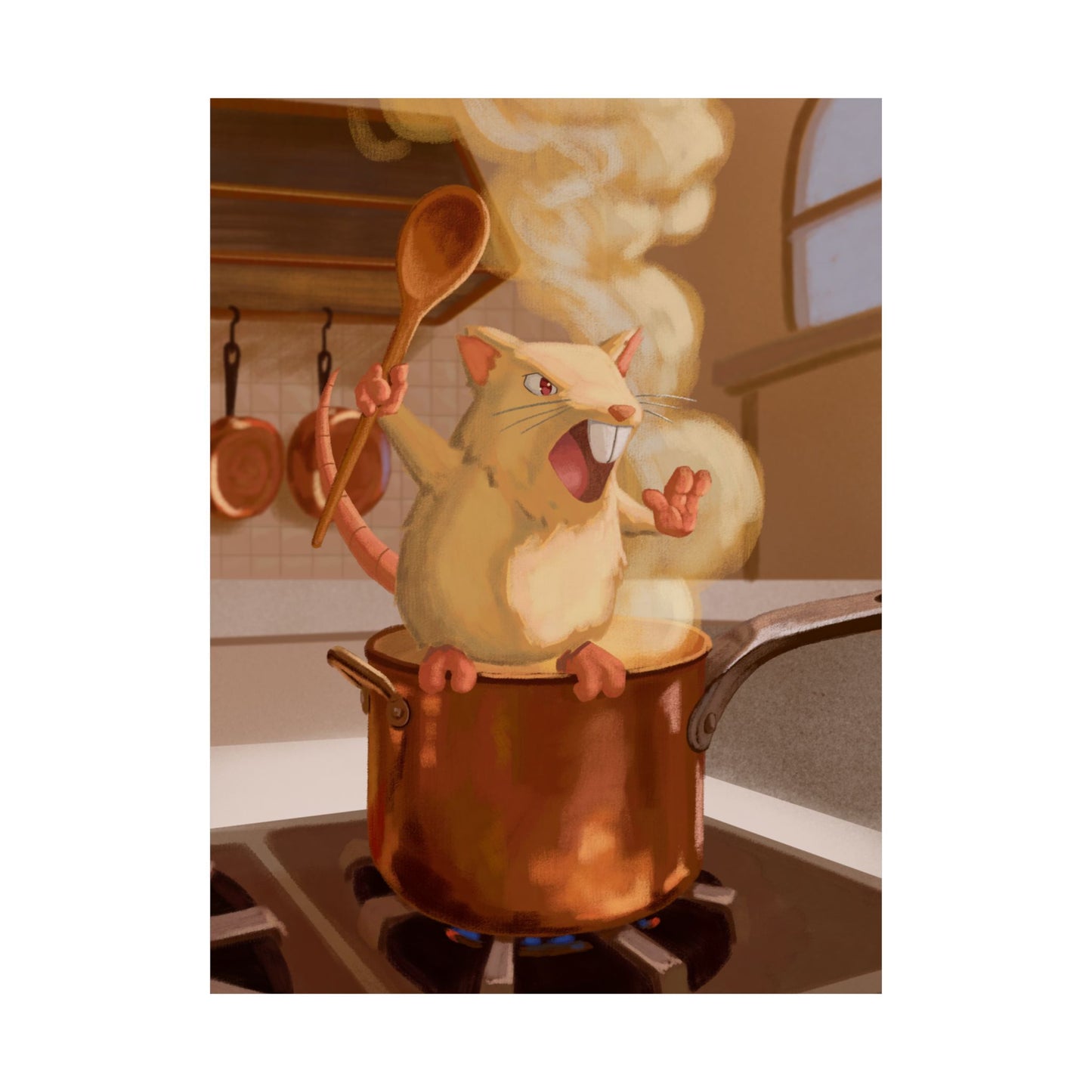PopKnuckle: From Memory Series - Mad Rat Cook - Raging Rat in the Pot Matte Vertical Poster