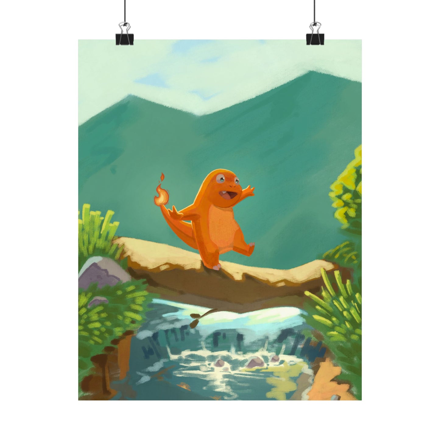 Little Orange Lizard Mountain Walk Poster