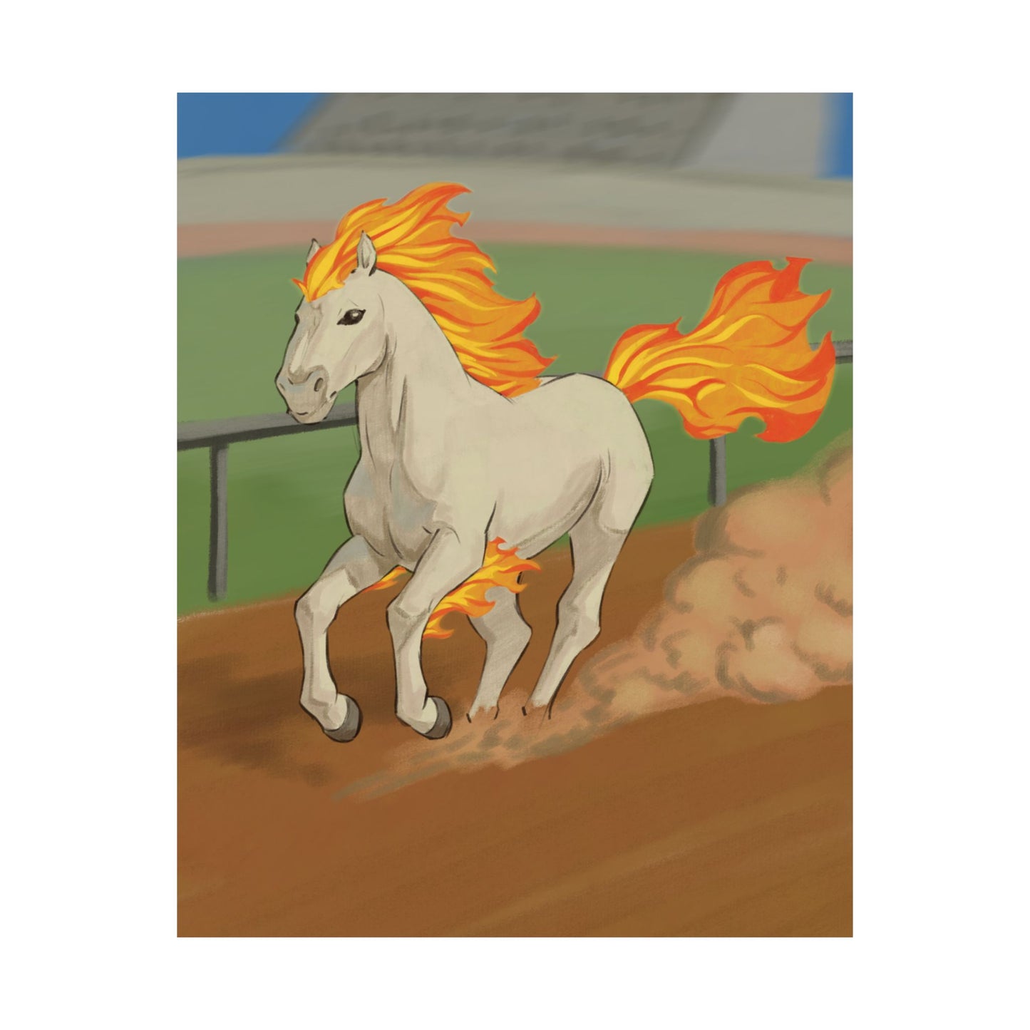 Flaming Mane Horse Matte Vertical Poster
