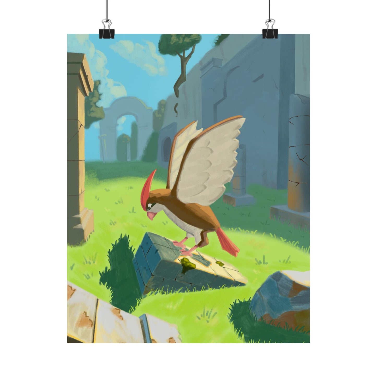 Vintage Fantasy Bird Scene Poster