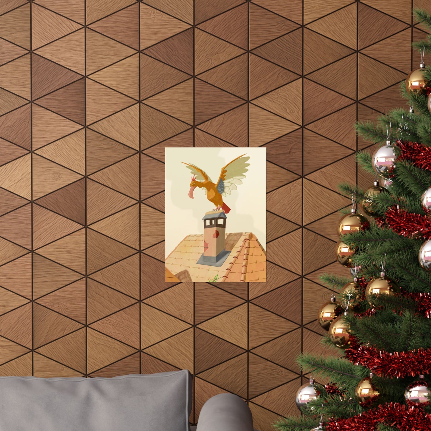 Scarecrow Stork Chimney Poster