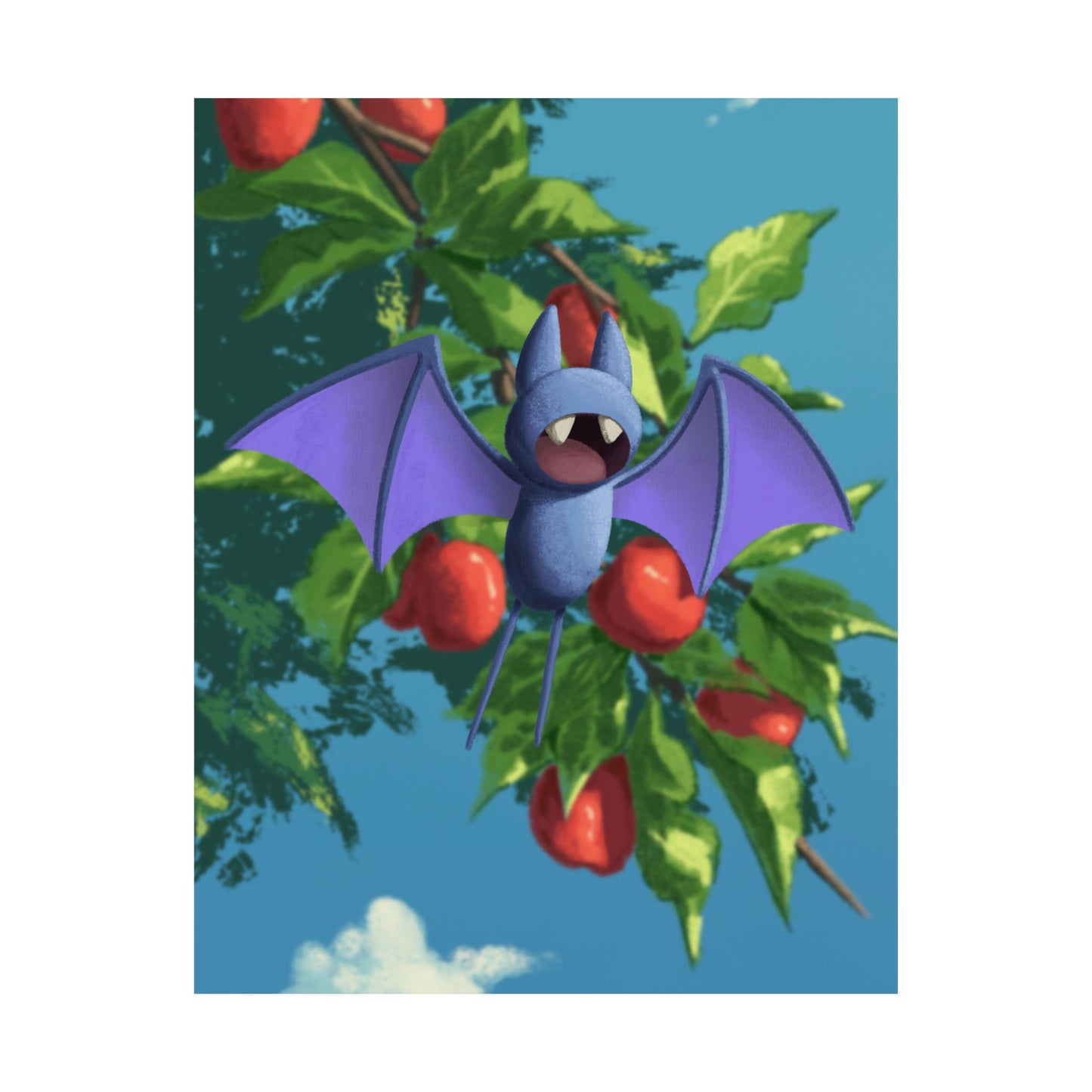 Bat Cherry Tree Matte Poster