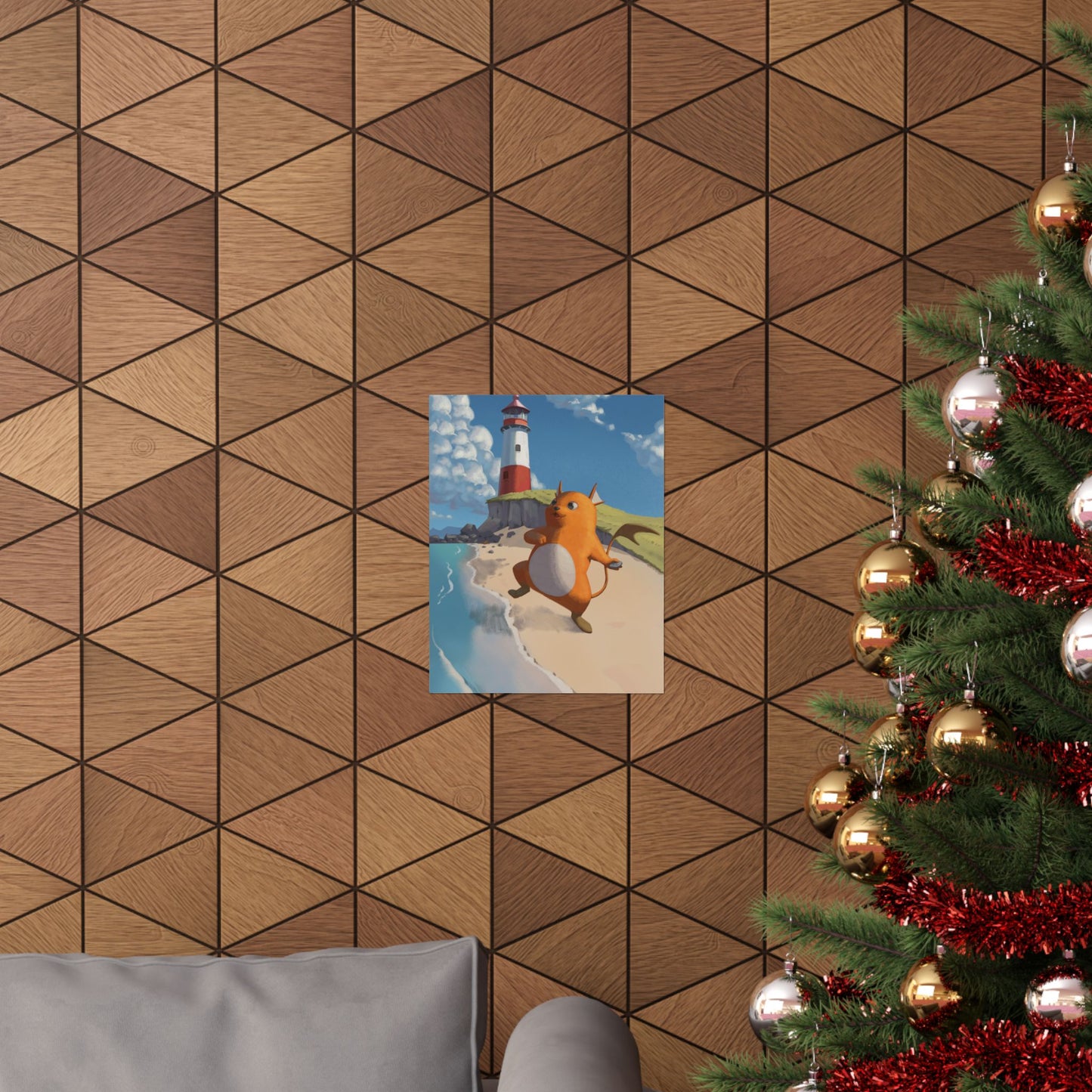 Lighthouse Beach Cute Creature Poster