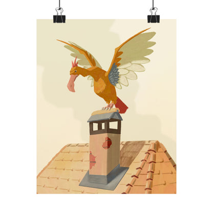 Scarecrow Stork Chimney Poster