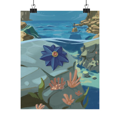 Ocean Cliff Blue Star Poster