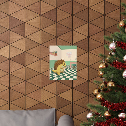 PopKnuckle: From Memory Series - Cute Pangolin Nail Salon Poster - "Nailed It!" Matte Vertical Art Print