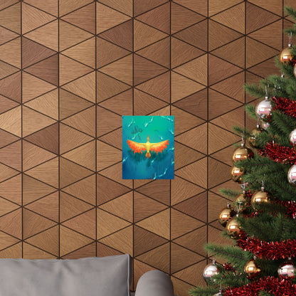 Phoenix Over Ocean Matte Vertical Poster