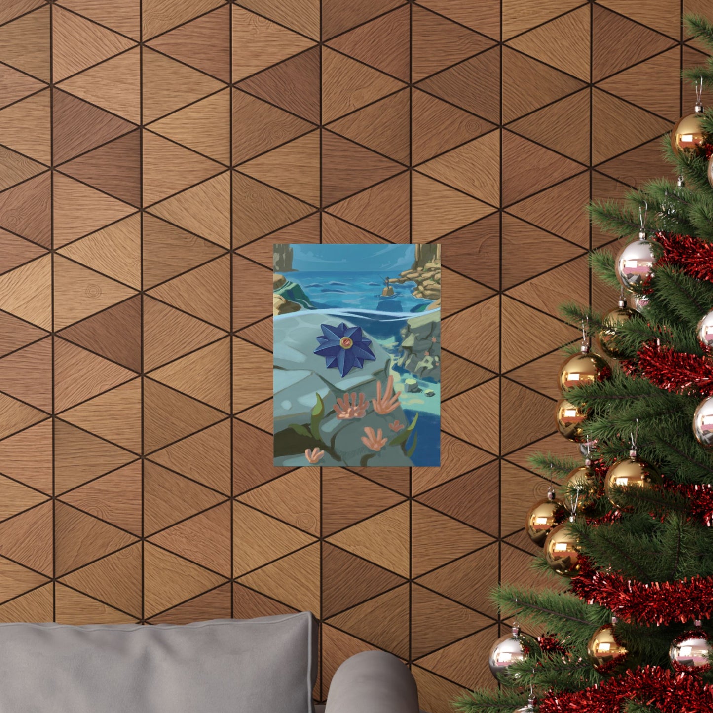 Ocean Cliff Blue Star Poster
