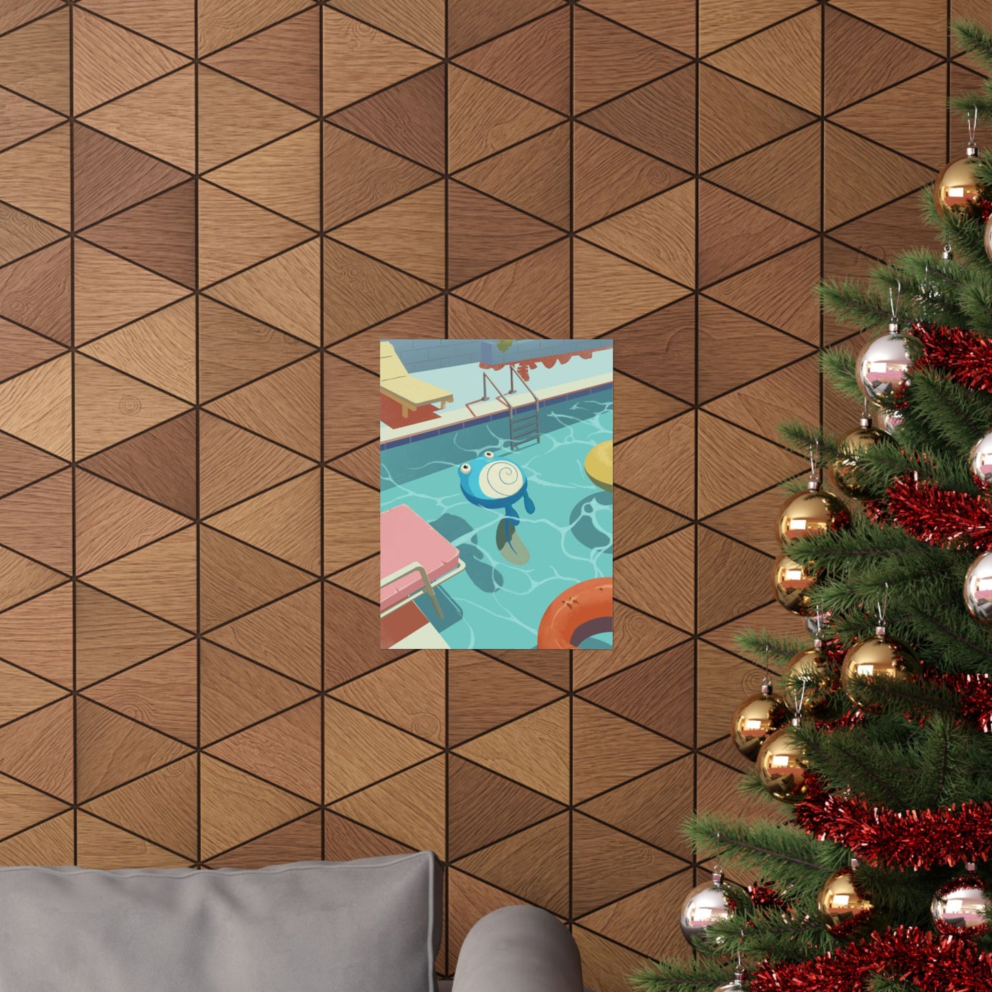 Pool Float Blue Frog Poster