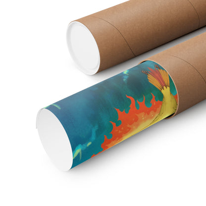 Phoenix Over Ocean Matte Vertical Poster