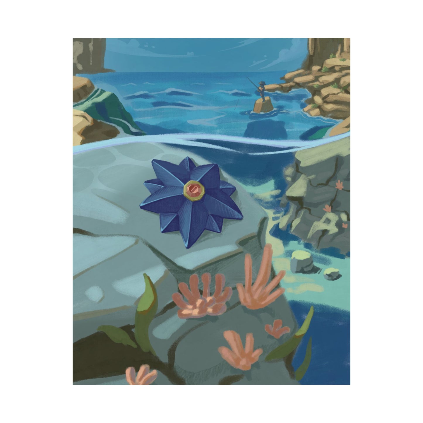 Ocean Cliff Blue Star Poster