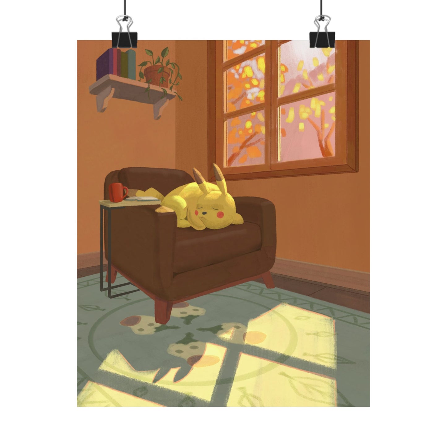 Cozy Yellow Kitty Sunlit Room Poster