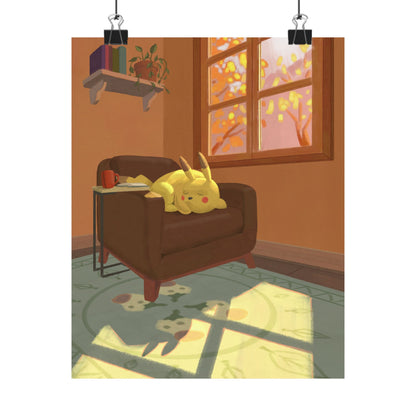 Cozy Yellow Kitty Sunlit Room Poster